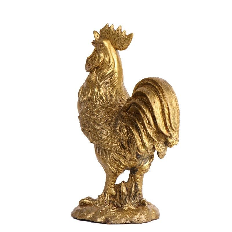 杨铜记 全铜鸡摆件 铜公鸡工艺品 家居装饰品 报晓鸡 圆底鸡