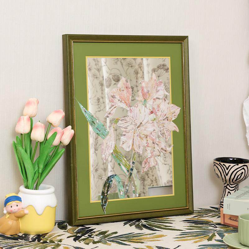 卧室画画沙百发合花约镜子床PNP头画背景简美式挂玄关摆件简欧画