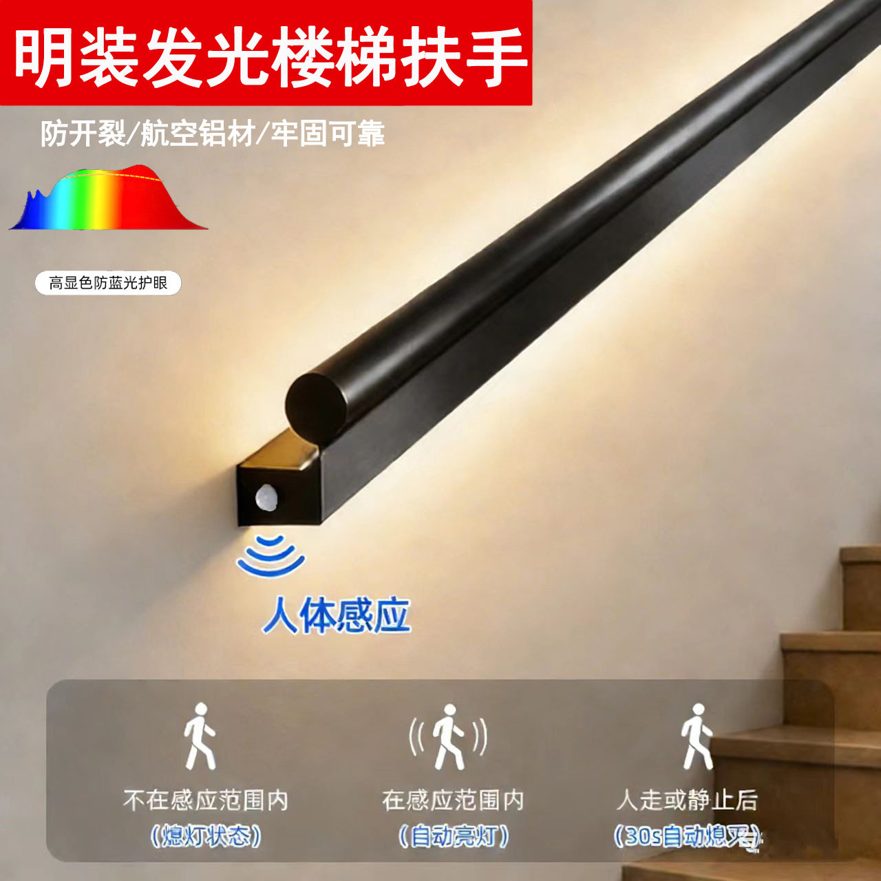 感应发光铝合金楼梯扶手线条灯