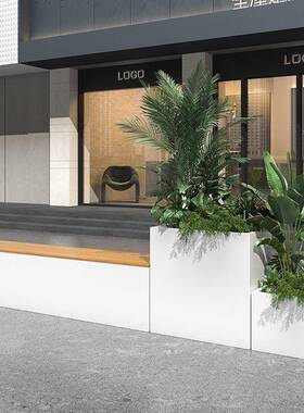 广盆场不锈钢花箱坐凳户外售座楼部外摆花花箱LEK椅合组花器铁艺