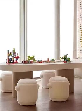 售楼处部儿tlznloj#童桌椅组合教娱乐区早创意小凳子园木质乐手游