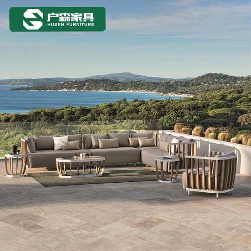 发户沙柚木别墅休闲合藤编椅组实木茶几室外花园庭院PZN样外板房