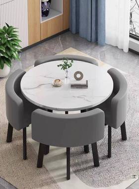 可纳省空间餐桌家用小户型饭商店TZP面洽谈桌椅收待组桌合接圆桌