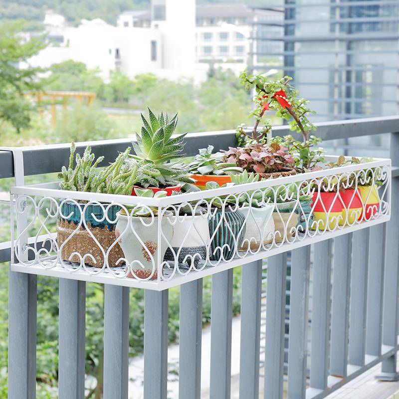 多肉花架铁欧式艺栏杆花架子防盗窗护台栏壁悬SFZ挂式挂花盆架阳
