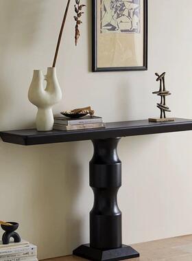 意式极简实木玄门关台条装饰案桌入户厅玄关中古风WIF黑色靠墙置