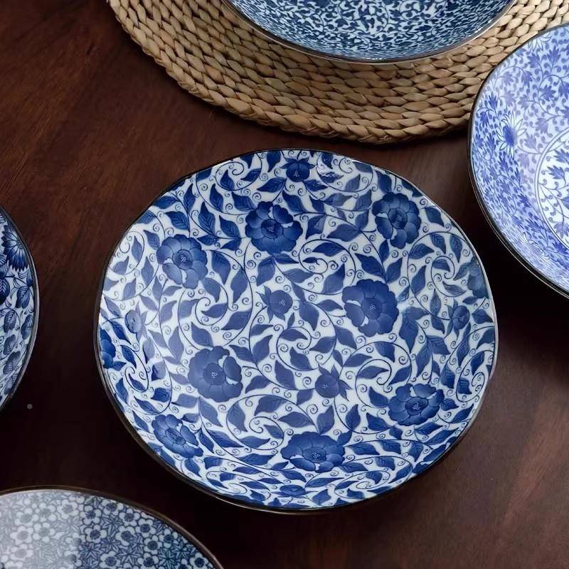 美浓烧釉下彩ZUZ陶瓷小日盘子家式点盘小吃碟水果心蛋糕碟用深盘