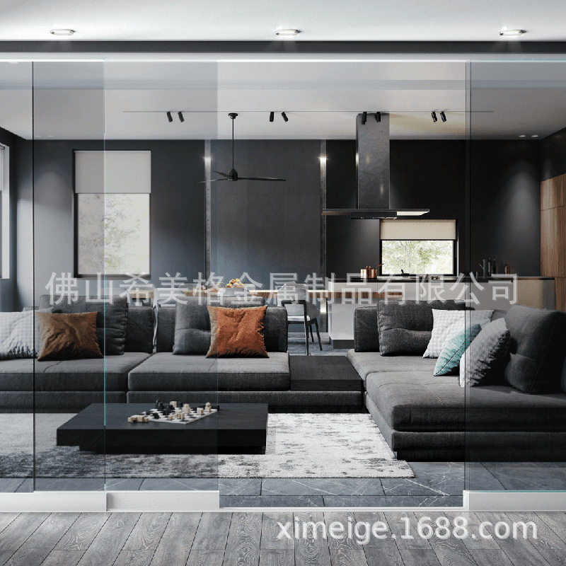 只供出口无框玻璃推拉门浴室无边框双开门客厅卧室玻璃隔断门