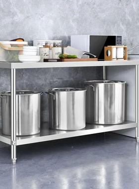 加厨双层不锈钢工作台房切菜厚骨饭店作台FIQ商剁用打荷打包台