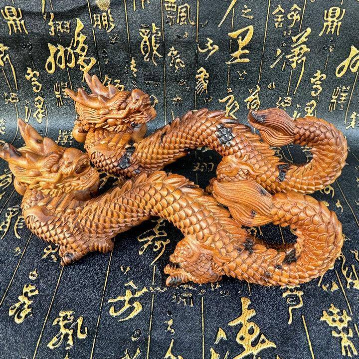 枣木刻龙生肖腾雕龙文玩祥手把件生肖龙雷饰品JFV摆件20公分
