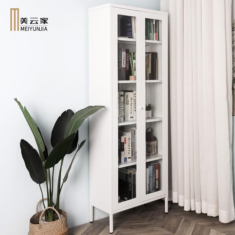 家钢虎家用简约彩色儿童用带门MBT玻防落尘书柜书架地钢制单双门