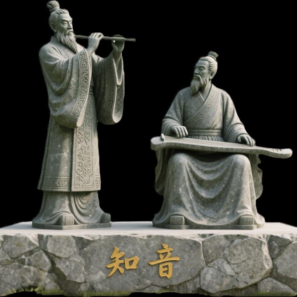 花岗岩大理石石雕伯牙子期合奏雕塑汉白玉知音人物雕像手工雕刻