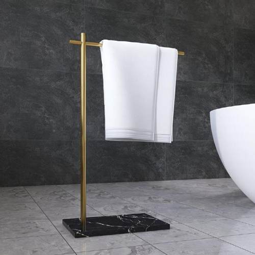 L间实心黑金落地架大理石毛巾酒店浴室架置物卫生浴WDP巾收纳架毛