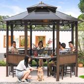户外休凉亭六角亭阳别墅庭院花724园遮棚雨阳棚光板凉棚闲八角田
