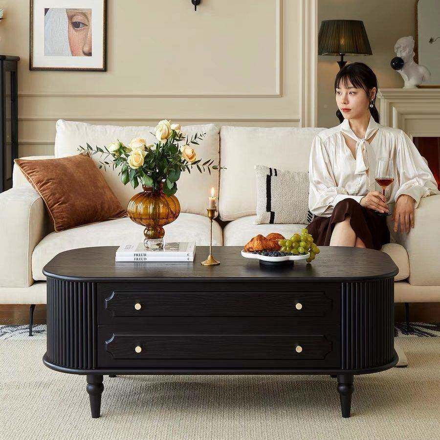 法GET式美复古电视柜家茶几组合约式新款小户型简客厅用实木轻奢