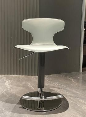 寒婵吧台凳升降意可家式轻46410奢吧椅用极简马皮吧台椅前鞍台导