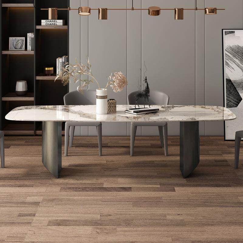 别墅餐岩板6桌意式轻奢餐台现代方极简约小户型人8大无品牌/长形