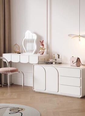 全实木梳妆台斗床柜一体书桌卧室奶妆油风化组合尾OGW斗桌柜妆台