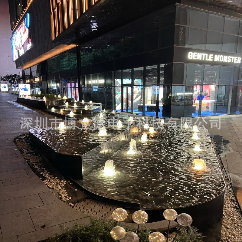 别墅高档小区涌泉水景带水下七彩喷泉灯流水生财风水鼓泡泡喷泉