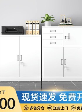办公室铁皮文件柜矮柜档案柜家用多抽储物柜带锁工具柜桌下收纳柜
