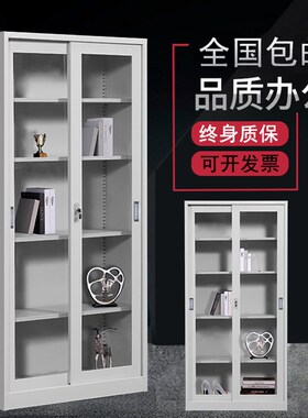 通门推拉玻璃移动门办公铁皮文件柜带锁资料档案柜子凭证柜书柜子