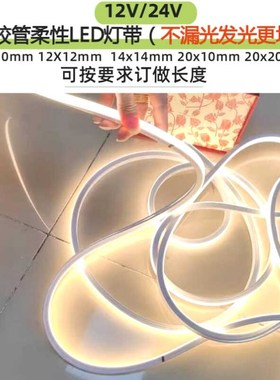 12V24V2835硅胶管柔性LED灯带 嵌入式线性白光暖光可弯曲明装灯条