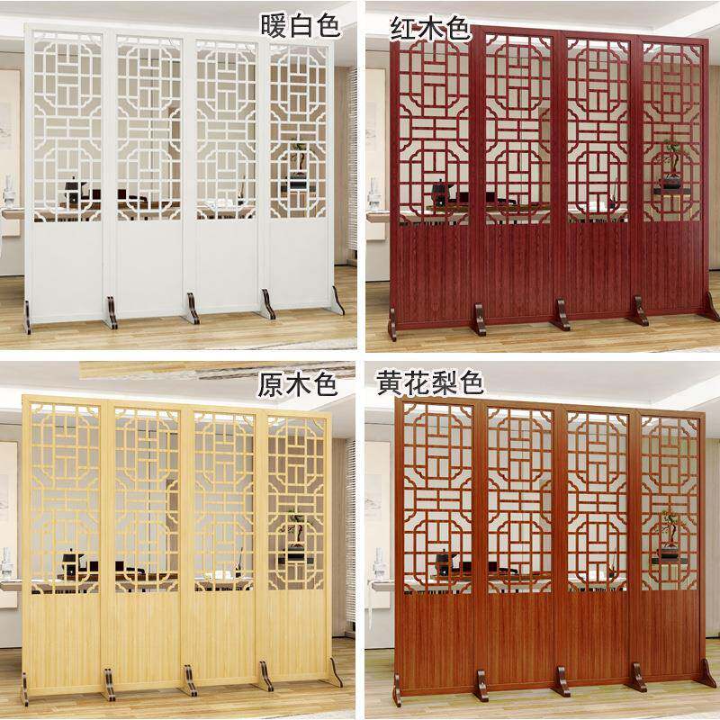 新中式风隔断客厅实折叠动木中国风入户卧移室屏镂空复古拼折屏障