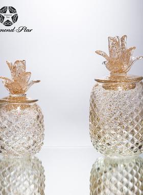 BQN钻石星色菠萝摆件简约现代卧室客厅家居术设金艺工摆艺品玻璃