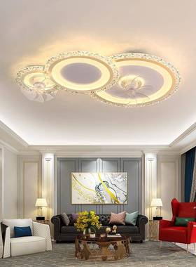 客厅主灯225新款摇风扇FML灯简约现代意0创带风扇大头厅吸顶灯卧