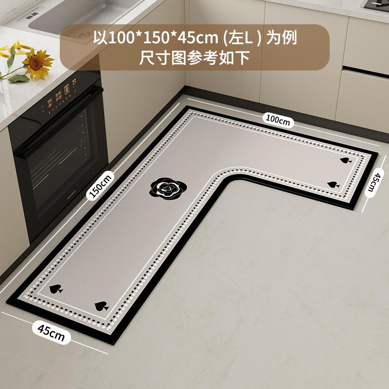 奶油TPH垫风现代简约吸厨房地垫L型吸油防滑脚硅藻泥地水毯