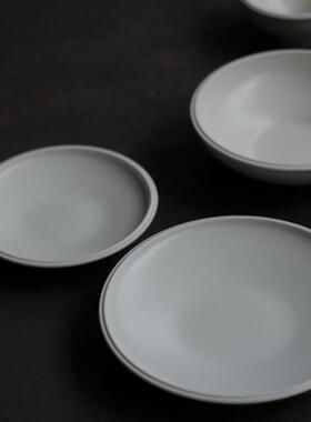 碗餐装素色暖白草套木灰盘碟子家用中MKK式菜盘点心具碟饭碗