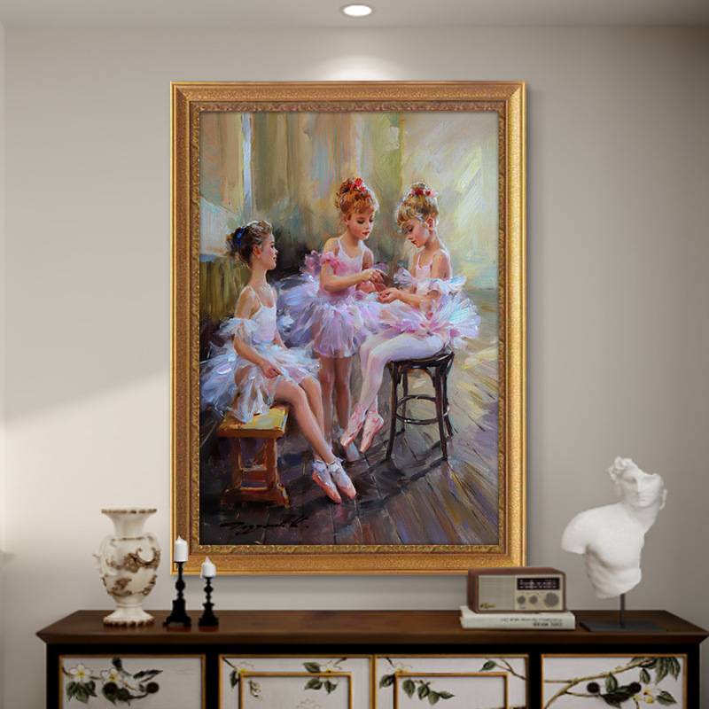 世界名画欧式芭蕾舞装饰画印象派人物油画玄关舞蹈房儿童房挂画竖图片