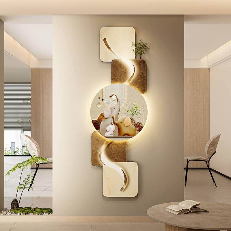 玄关画装20挂25年新款高档入户正竖对门饰画带灯画版走廊CEM过道