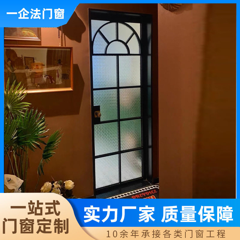 极简极窄黑框玻璃平开卫生间门