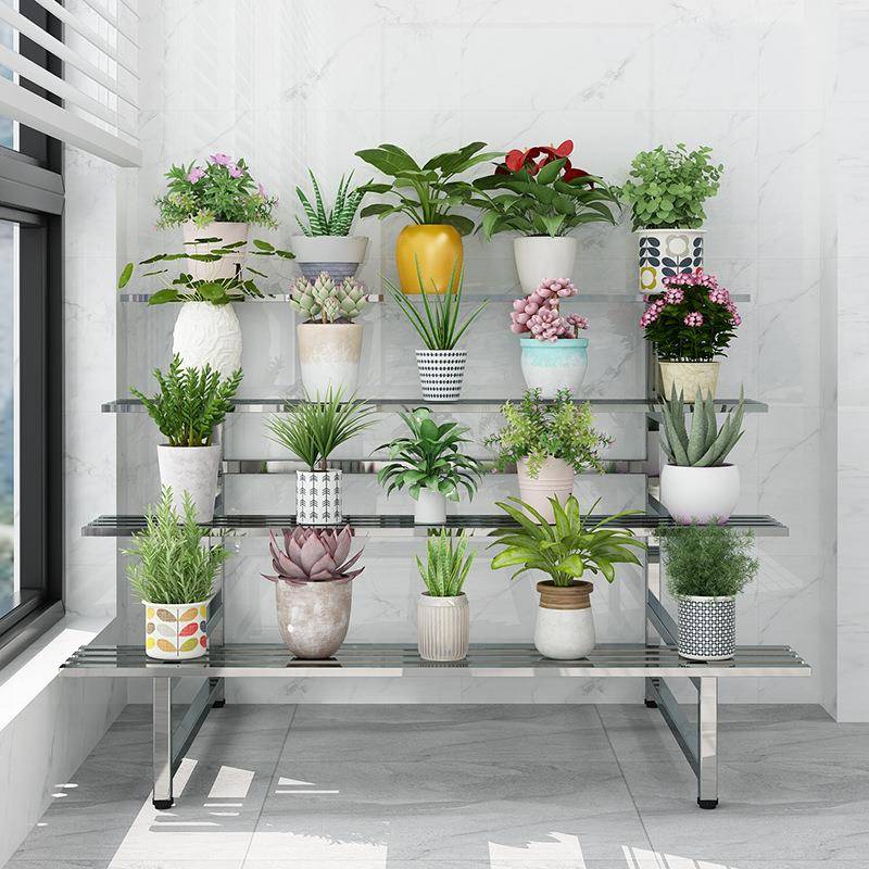 花架多层铁艺户外GIH不放锈钢落地院加宽植物摆盆架多肉花室庭内