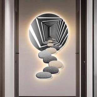 入门玄户关装 饰画石来PUG运转好底寓意挂画走廊到正对面墙灯画氛