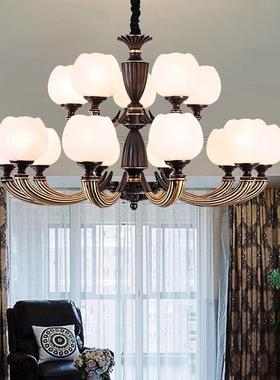 新客款美式复NFG古全铜吊灯厅全铜华灯具餐卧室灯奢大气仿云石厅