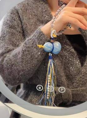 非物质文化产白飘漆葫遗芦个2HZ44532性时香尚车挂挂件配水晶灰琉