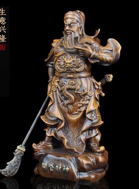 厂家直供木仿家财居饰客厅招财武神关二爷关羽摆关公件树脂工仿木