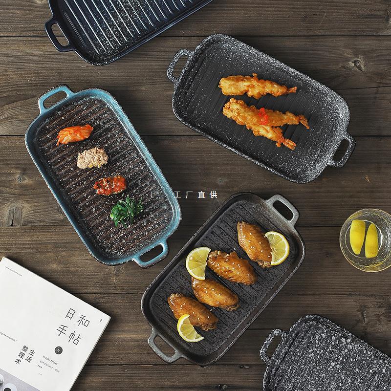日式陶瓷双耳长方形焗饭烤盘