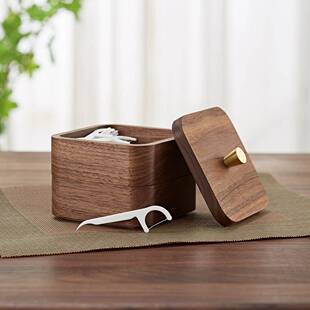 家实木简约牙线盒轻BJS层棉签收纳盒高档多牙签盒个性 创意用奢收