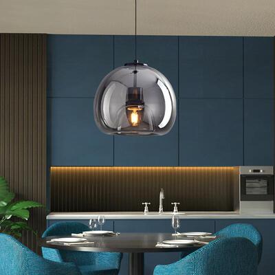 现代璃餐吊吊灯餐厅吧台透亮玻吊灯LMD5103装饰氛围灯半线圆小灯