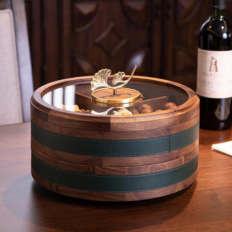 实木分格创意式果新中干无品牌/盒家用高端坚果盒果盘轻奢客厅茶