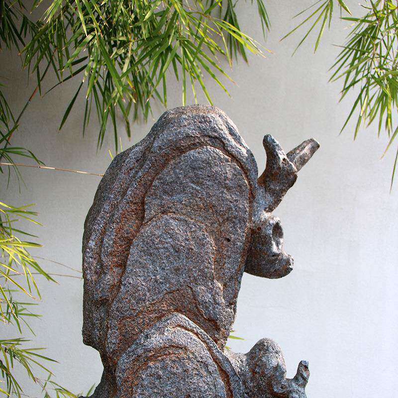 户外铁锈石中庭式复古造石头园林景RAN布置院假石观头景草坪装饰