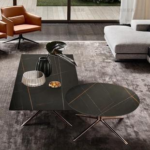 意式 奢岩茶板几客厅不锈钢简约阳台小茶桌小型矮桌家BGP用小轻户