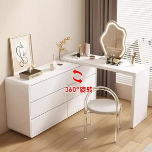 实木烤漆梳妆台简JAR约卧室奶风斗现代约3简0c油m柜化妆台一体化