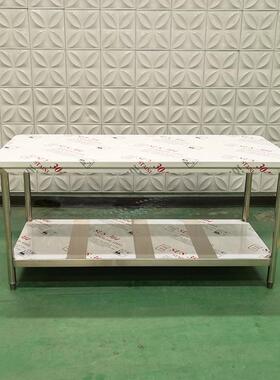 加不锈钢双层钢工桌作台餐饮厨房操厚作台不锈子OTF打包案饭店打