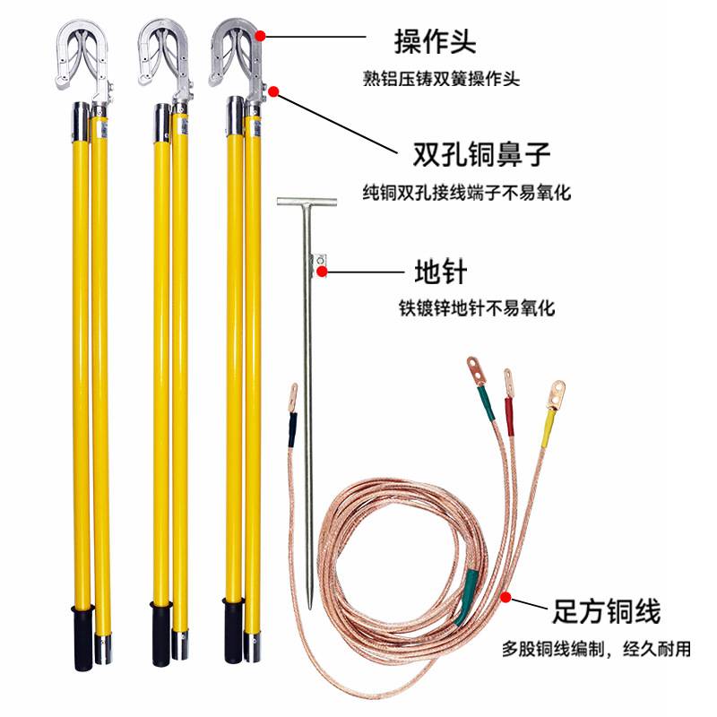 JDX-WS双簧接地线光辉启程高低压便携双舌挂钩工作封线0.4-500KV