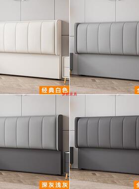 新款实软包床靠背落地一体床头单买床靠板超薄实木双人89316木床