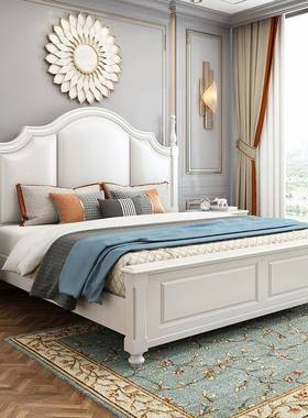 白色全实木主床轻奢现代简奶约油风美式主卧床婚双人SIA大床公床