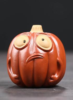 紫砂茶宠新NIV款卡万圣通南瓜摆件装饰家节居对创意派搞怪工艺品
